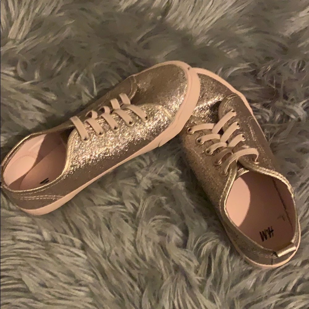 Pink glittery H&M slip on sneakers